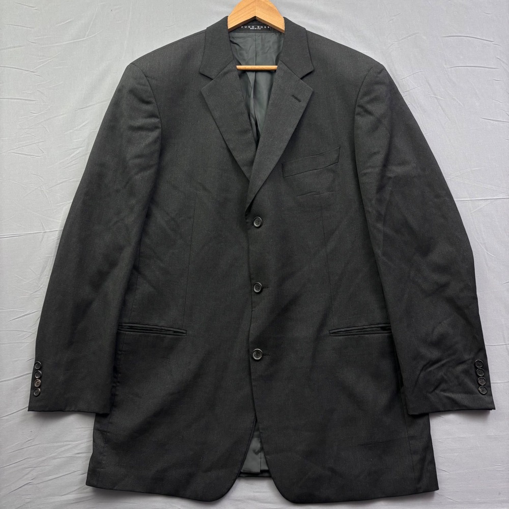 Hugo Boss Einstein Beta US Mens Gray 100% Virgin Wool 3 Button Blazer 44L